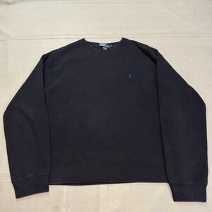 VTG Y2K Polo Ralph Lauren Men Crewneck Sweatshirt Navy Pony Minimalist-M-5452